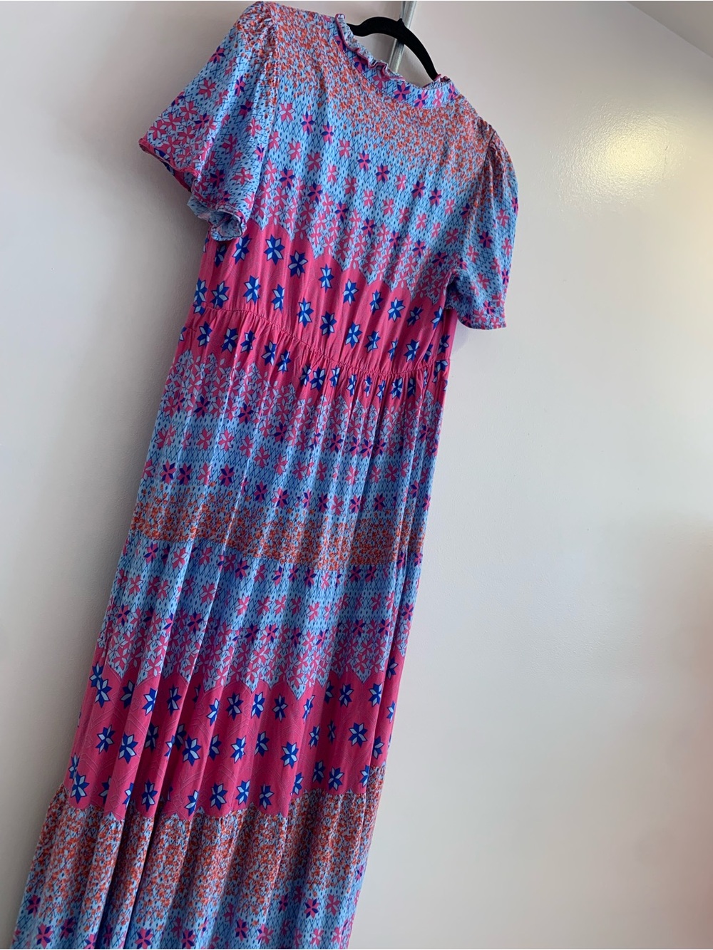 easel Pink and Blue Boho Maxi Dress - Picture 2 of 7